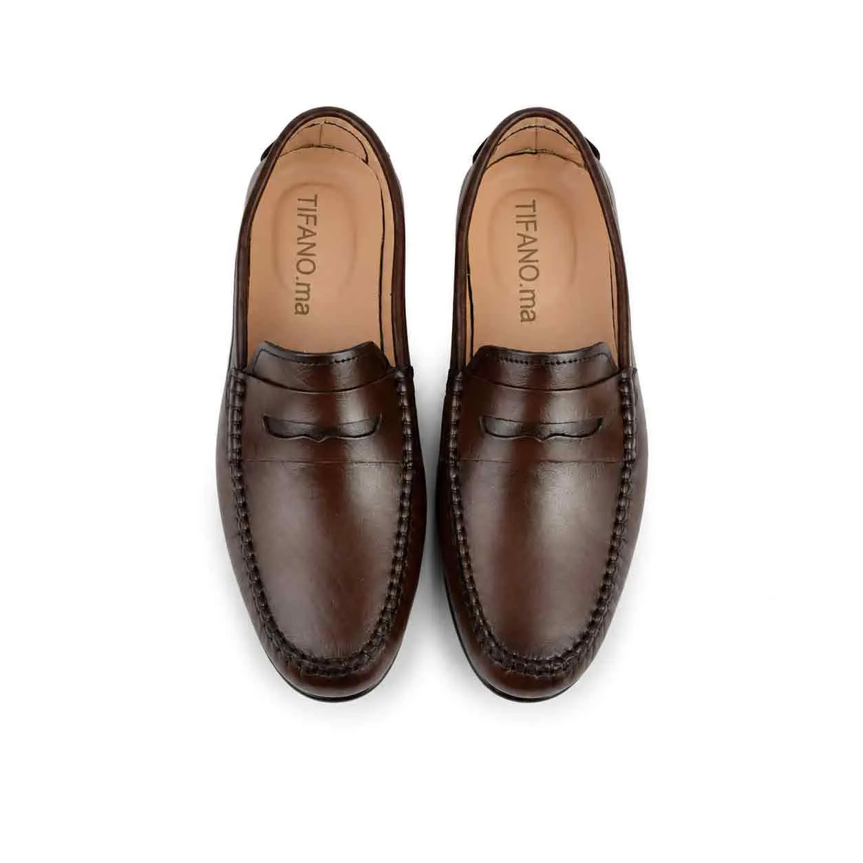 Mocassin pour homme 004-marron cuir   miniature